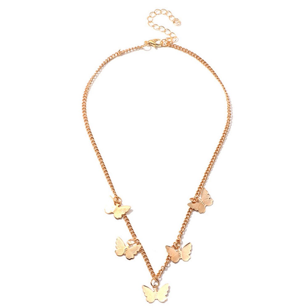 wholesalebrass alloy gold and silver plated women tiny butterfly pendant charm necklace jewelry