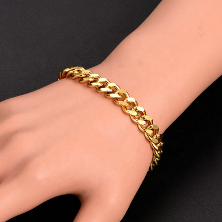 Fashion Alloy HipHop jewelry mens bracelet 5mm 7mm 8mm Wide 18k gold plated Miami Cuban Link Chains bracelet