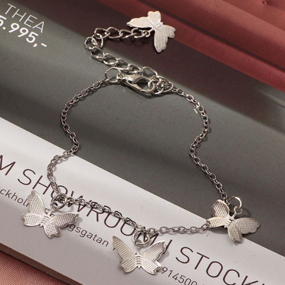 alloy gold and silver plated butterfly charm chain bracelet jewelry