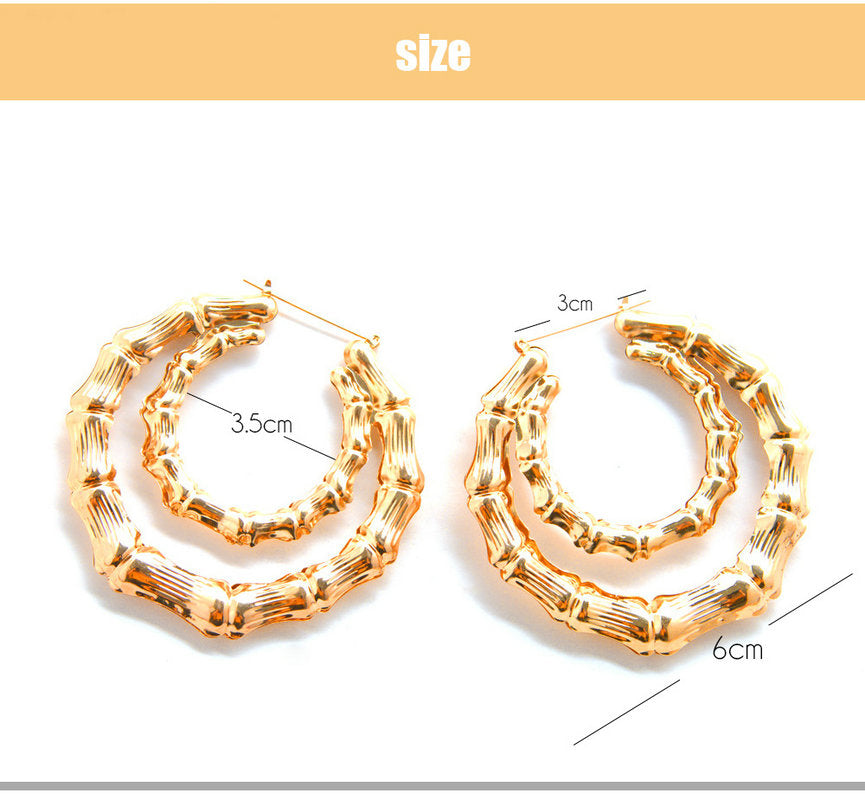 Trendy African jewelry triangle circle hoop love shape stud earrings heart jewellery gold plated hiphop bamboo jhumka earrings