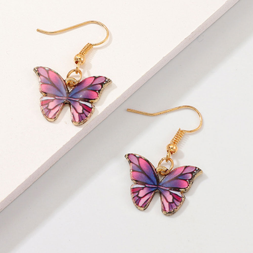 fashion trendy korean style alloy enamel butterfly drop dangle pendant earings jewelry