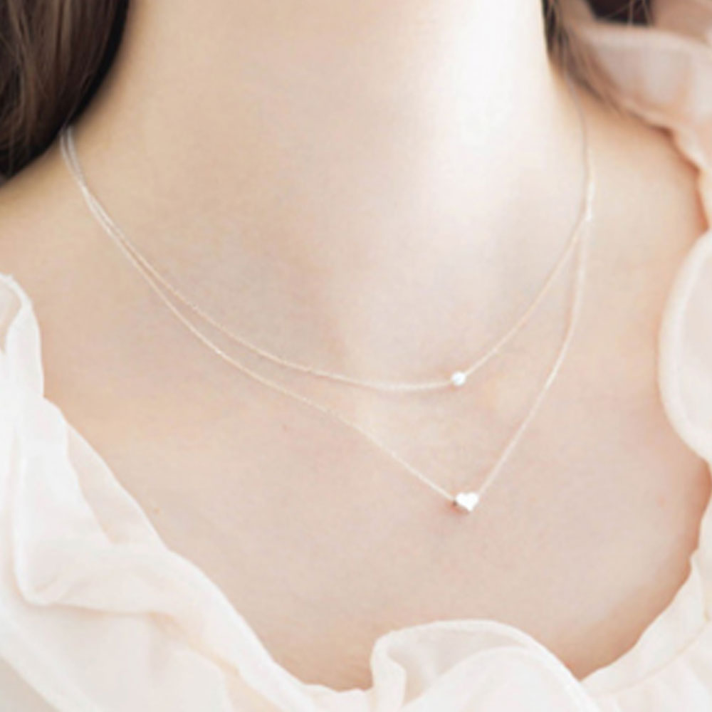 925 sterling silver heart pendant with ABS pearl bead jewelry necklace beaded neck design