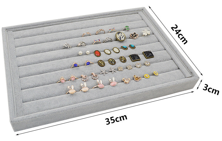 Large Size Gem Earring Ring Bracelet Pendant Necklace Display Storage Packaging Gray Velvet Jewelry Tray Stackers for Jewellery Organizer