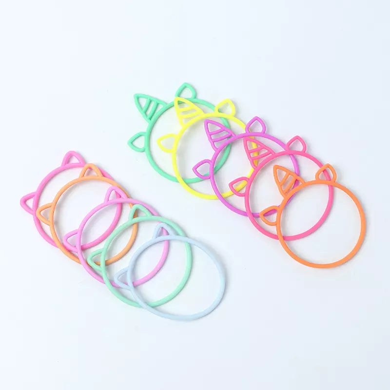 fashion trendy silicone rubber hair tie band jewelry bracelet with cat and unicorn ears charm bracelets