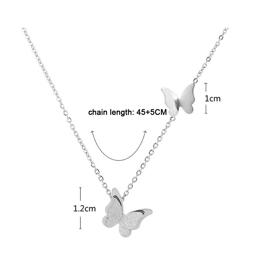 stainless steel butterfly necklace gold, silver and rose gold colors are optional abrazine finish lobster clasp