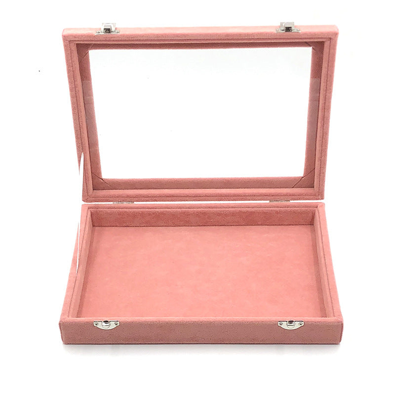 Large size body jewelry bracelet necklace earring ring packaging storage showcase jewelry display tray pink velvet with lid