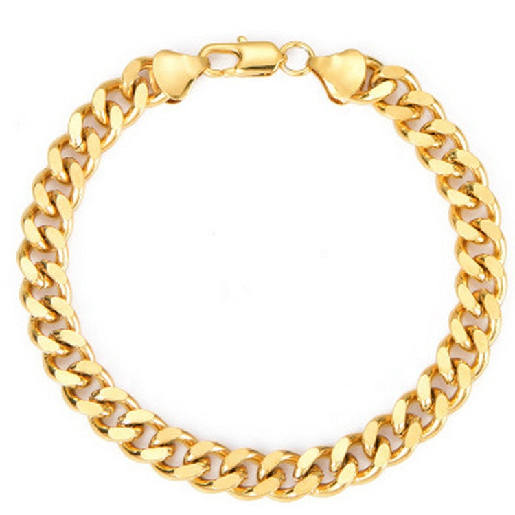 Fashion Alloy HipHop jewelry mens bracelet 5mm 7mm 8mm Wide 18k gold plated Miami Cuban Link Chains bracelet