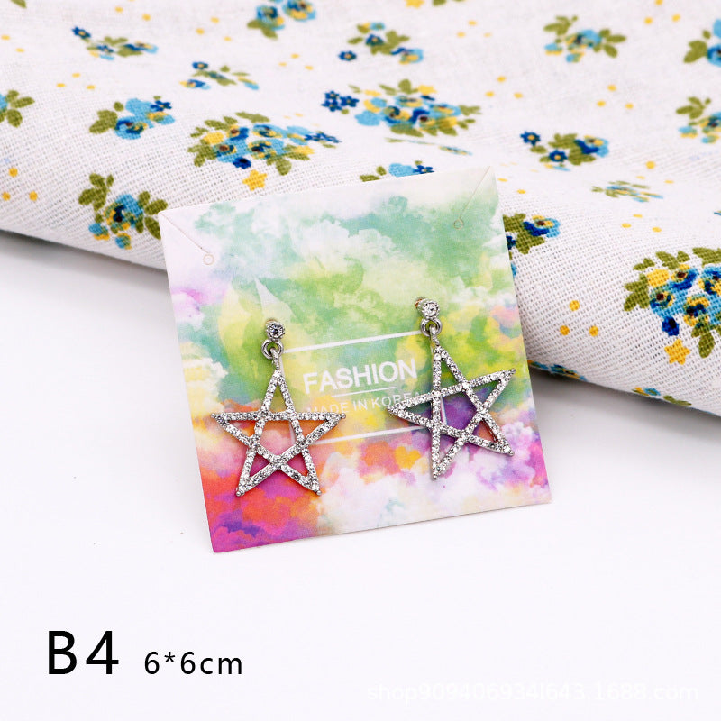 6x6cm colorful earring and necklace paper cards hanging holder display card for fashion jewelry