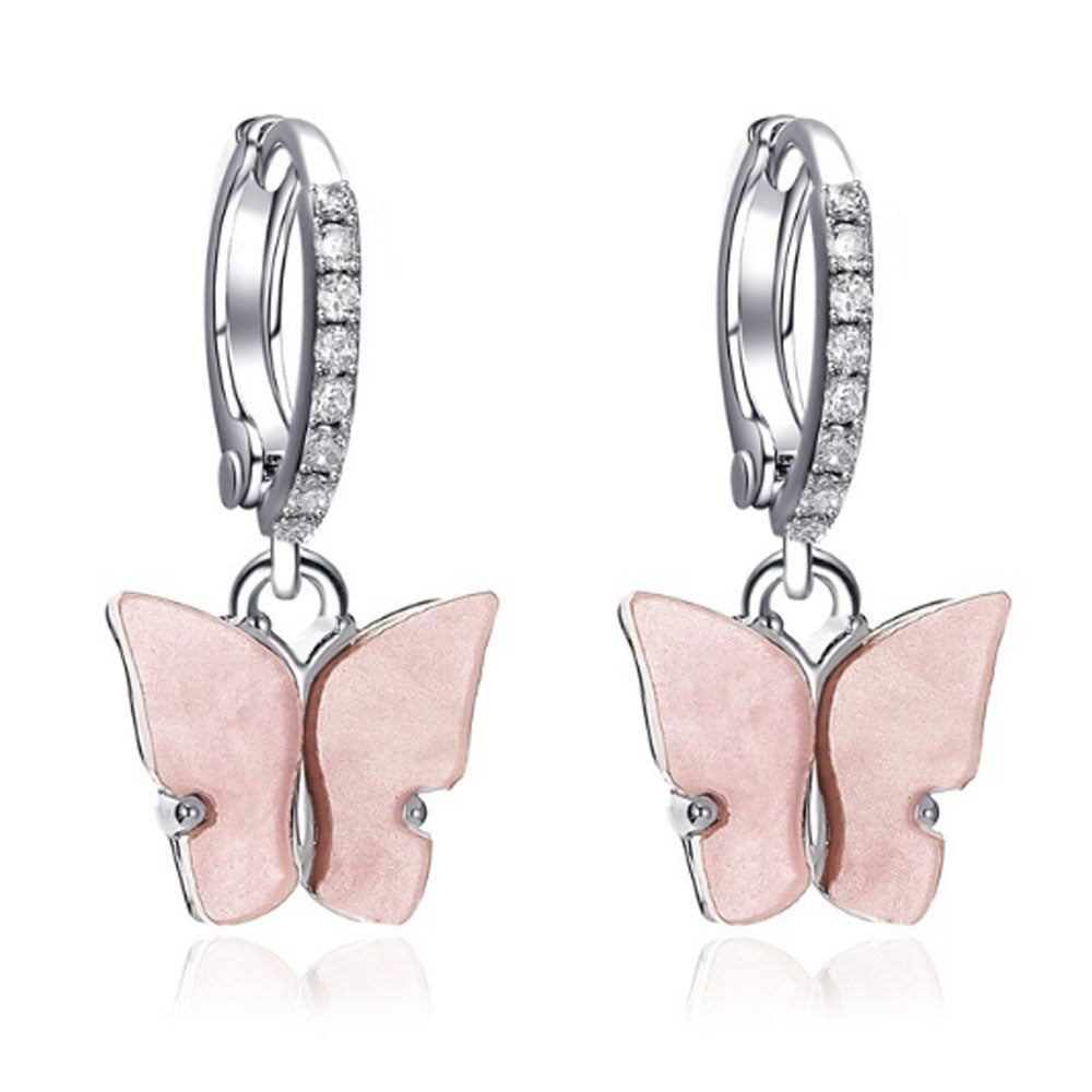 white pink red blue blue butterfly earrings new design huggie hoop acrylic