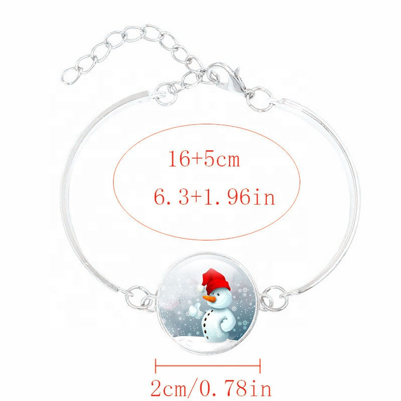 Silver Color Women Christmas Snowman Earrings Bracelet Moon Star Gem Necklace Jewelry Sets for Christmas New Year gift