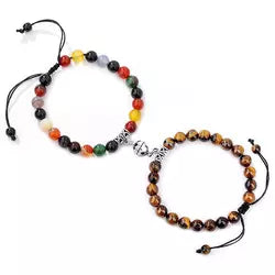 6 colors handmade stone crystal adjustable boutique valentines couple gift bracelet magnetic ball charm pendant bracelets