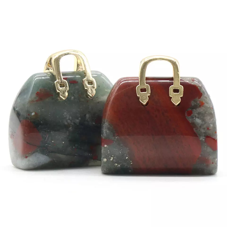 natural crystal amethyst tiger eye agate jade howlite pink quartz green stone handbag pendant only no chain necklace