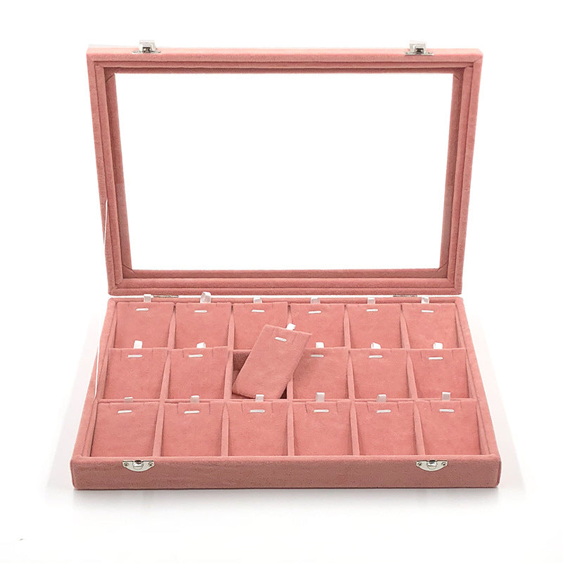 Large size body jewelry bracelet necklace earring ring packaging storage showcase jewelry display tray pink velvet with lid