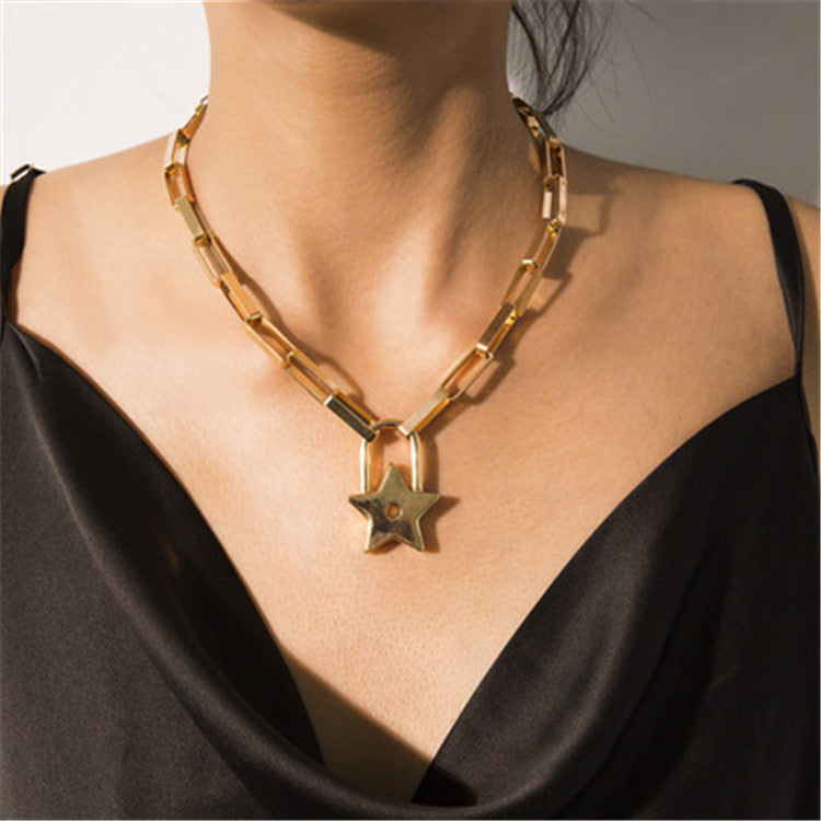 9 design multi size jewelry Joyas Bijoux necklace gold plated chain key lock necklace for Mujer women girls