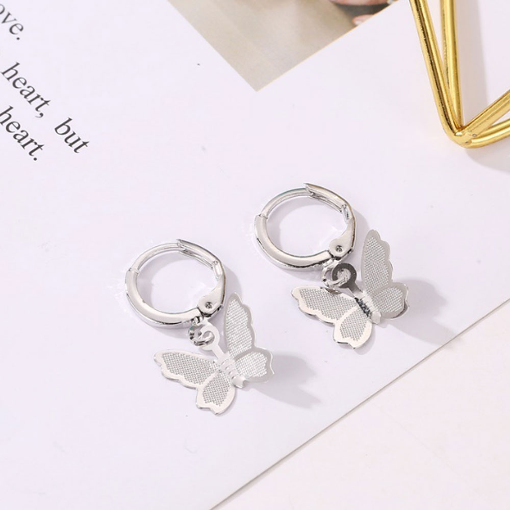 fashion trendy korean style alloy butterfly drop dangle pendant huggie earings jewelry women earring