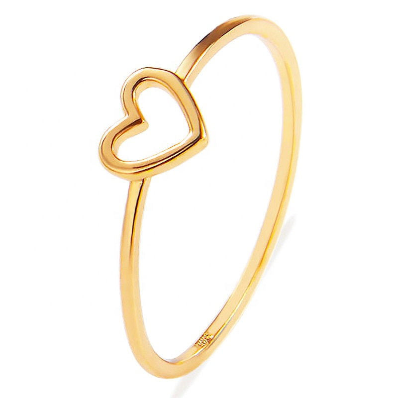 Korea Trendy Simple Love Heart Ring Copper Silver Gold color Eternity finger Ring for Boys Girls Women