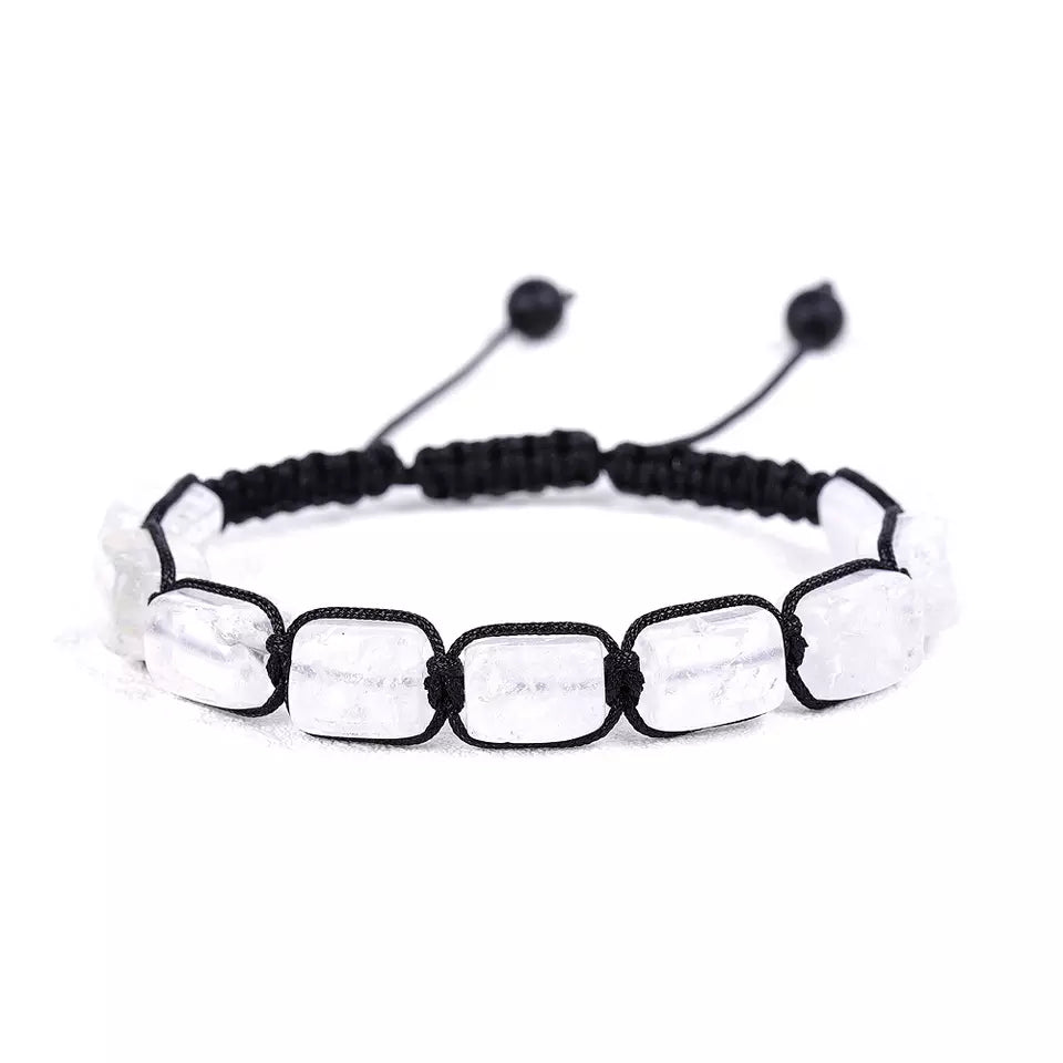 fashion natural 7 chakras gem rectangle stone beads beaded adjustable healing energy yoga bracelet jewelry