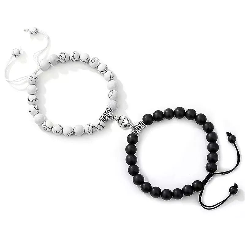 6 colors handmade stone crystal adjustable boutique valentines couple gift bracelet magnetic ball charm pendant bracelets