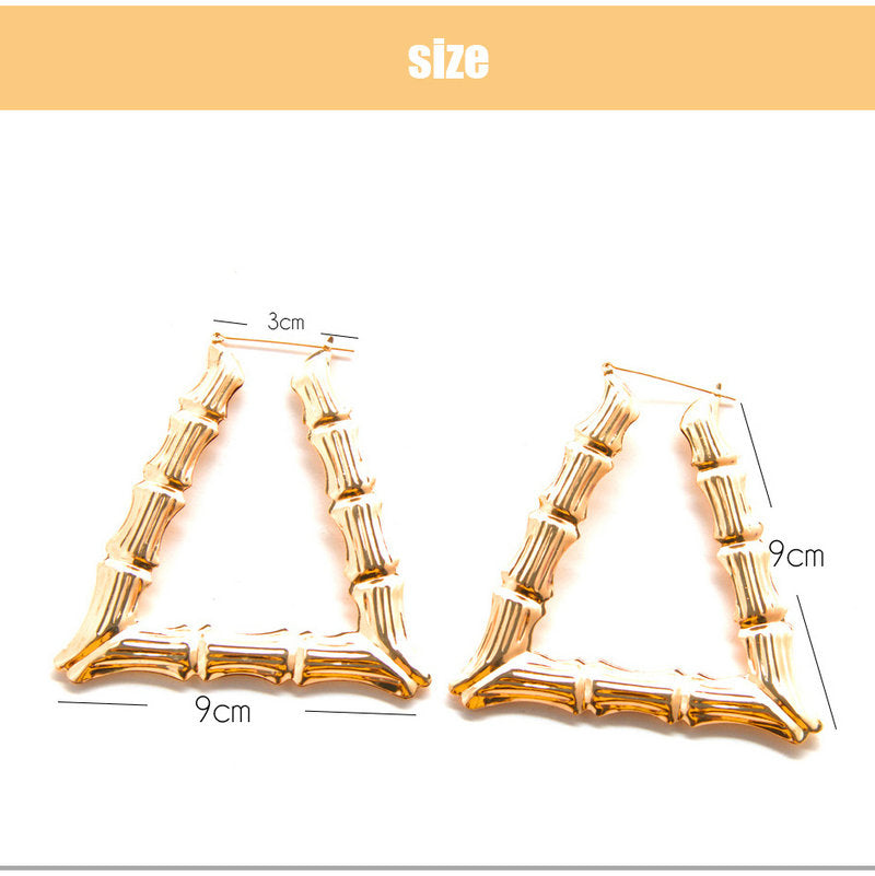 Trendy African jewelry triangle circle hoop love shape stud earrings heart jewellery gold plated hiphop bamboo jhumka earrings