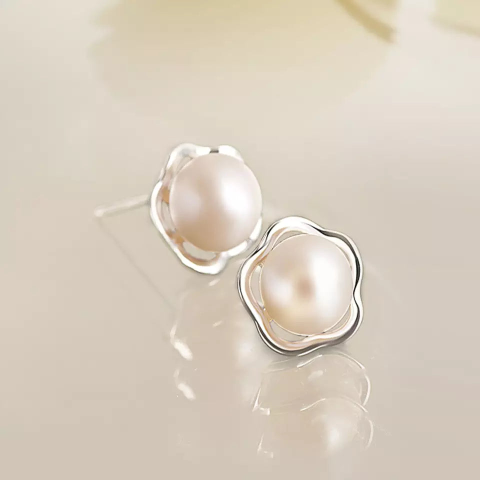 925 sterling silver with freshwater pearl bead stud earring for women earrings jewelry for girls