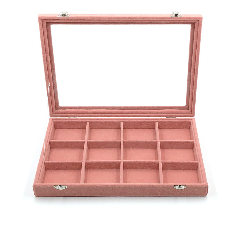 Large size body jewelry bracelet necklace earring ring packaging storage showcase jewelry display tray pink velvet with lid