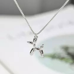 fashion titanium stainless steel puppy balloon dog pendant necklace charm women choker necklaces jewelry