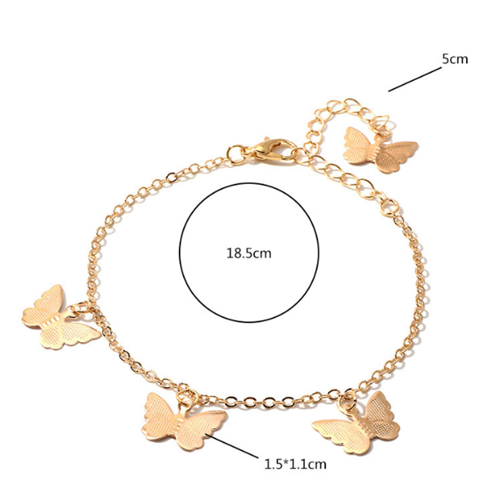 alloy gold and silver plated butterfly charm chain bracelet jewelry