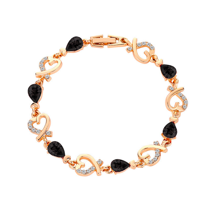 Korea trendy Alloy gift heart bracelet diamond copper office ladies bracelets for women jewelry