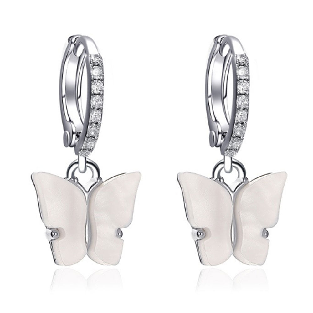 white pink red blue blue butterfly earrings new design huggie hoop acrylic