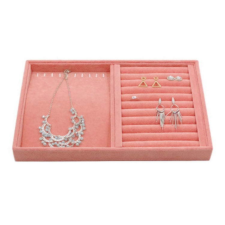 Larege Size Pink Earring Showcase Display Case Luxury Wood Velvet Hook Necklace Bracelet Ring Body Jewelry Storage Display Tray