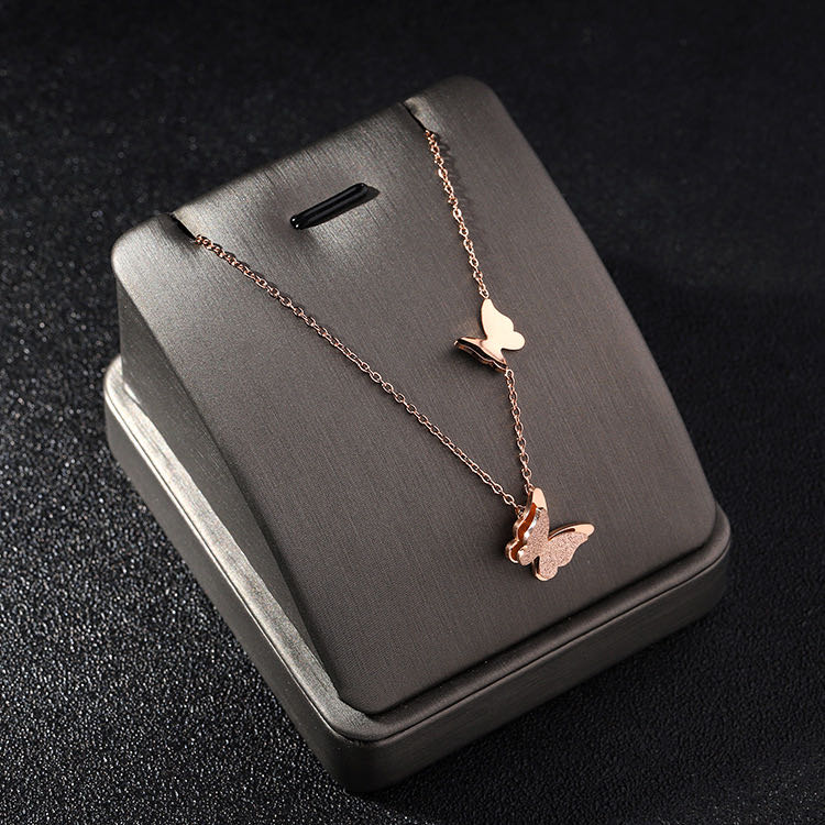 stainless steel butterfly necklace gold, silver and rose gold colors are optional abrazine finish lobster clasp