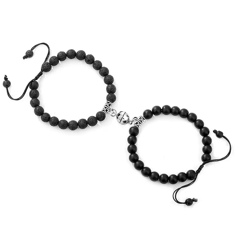 6 colors handmade stone crystal adjustable boutique valentines couple gift bracelet magnetic ball charm pendant bracelets