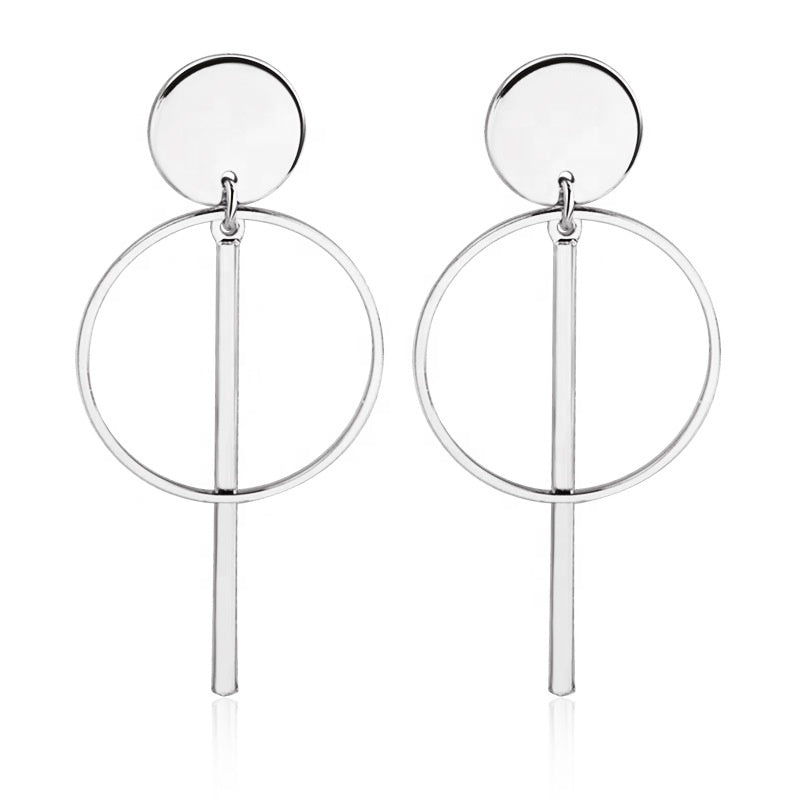 Wholesale Women Korea geometric long earrings gold plated hoop bar pendant tassel earring jewelry boho