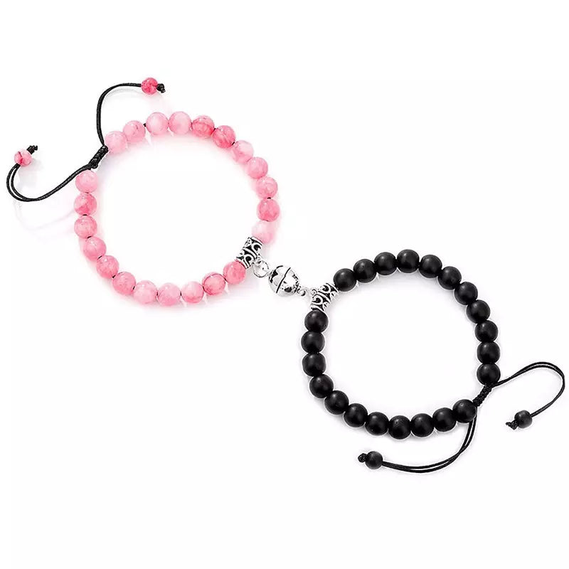 6 colors handmade stone crystal adjustable boutique valentines couple gift bracelet magnetic ball charm pendant bracelets