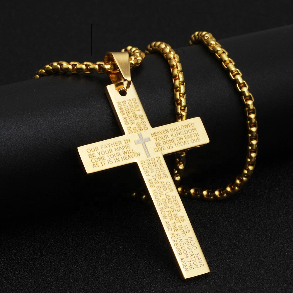 gold silver and black color women men unisex letters on plate jesus cross pendant necklace stainless steel