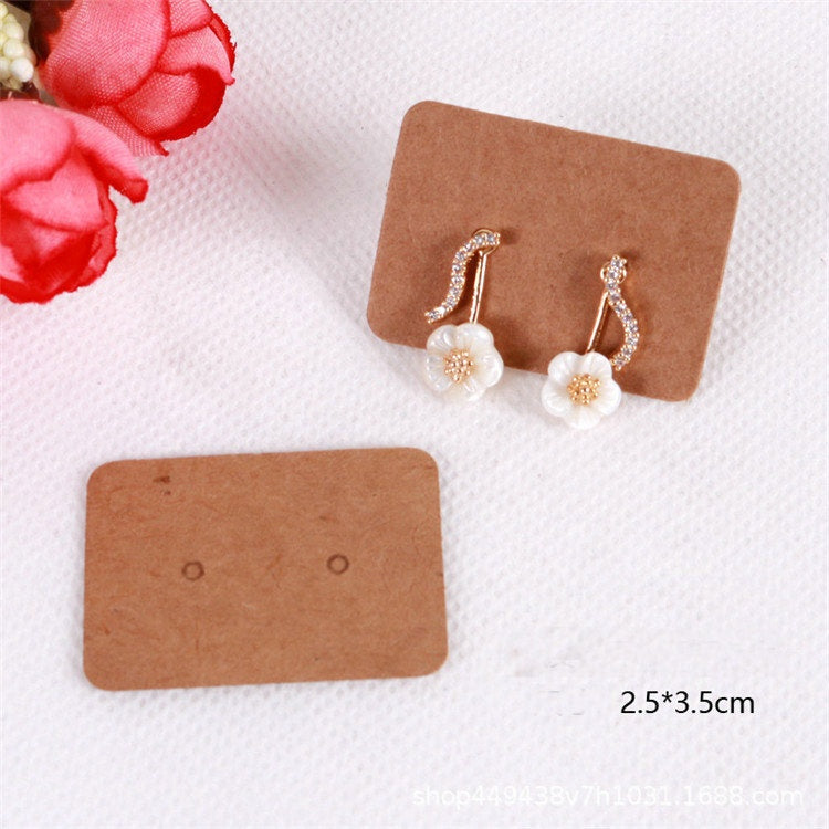 100pcs a pack small tiny earring cards wholesale kraft paper ear stud earrings display card 2.5x3.5cm for women fashion jewelry