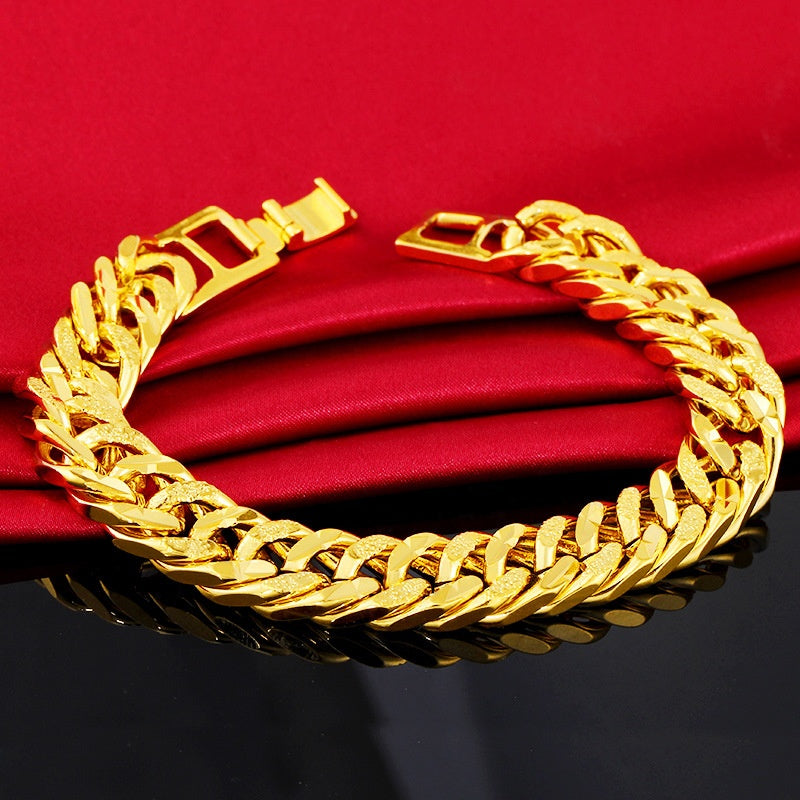 Hip hop chain men alloy bracelet jewelry 12mm wide 24k dubai gold plated miami cuban link Chains