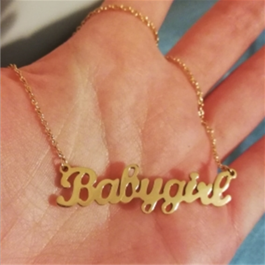 18 inches stainless steel babygirl pendant chain necklace Jewelry