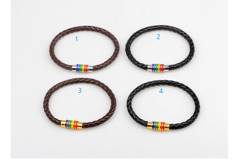 gay pride lgbt rainbow magnetic clasp leather bangle bracelet