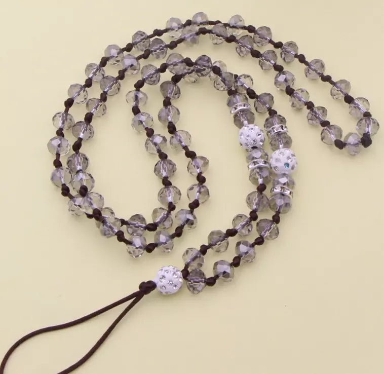 handmade crystal beads 32 inches/90CM Long hang around necklace lanyard strap string accessory for mobile cell smart phone Case