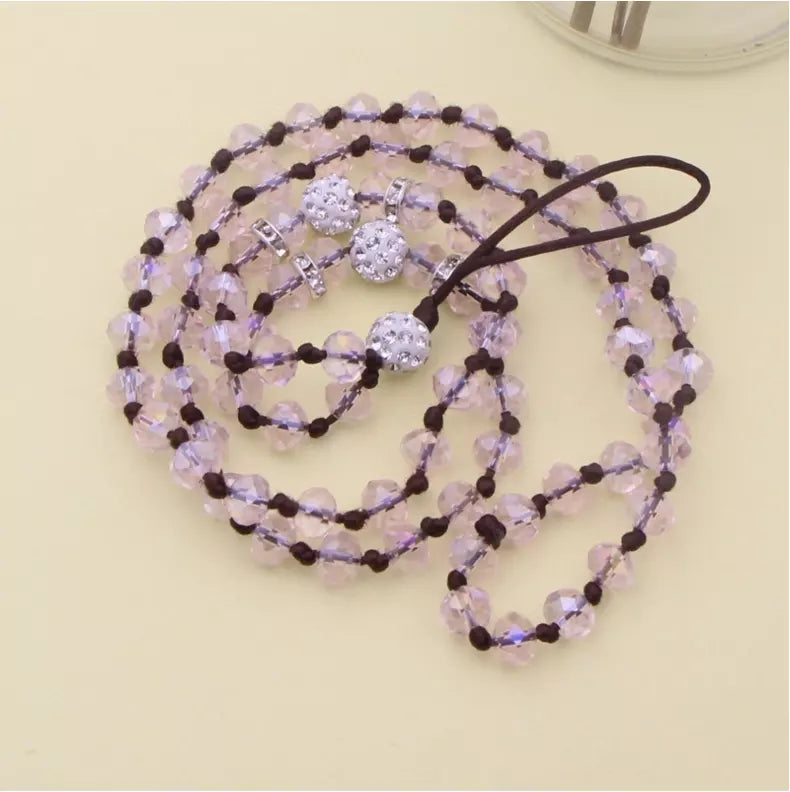 handmade crystal beads 32 inches/90CM Long hang around necklace lanyard strap string accessory for mobile cell smart phone Case