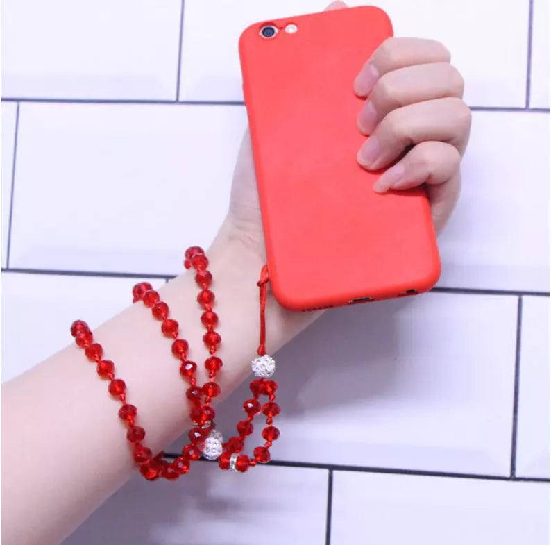 handmade crystal beads 32 inches/90CM Long hang around necklace lanyard strap string accessory for mobile cell smart phone Case
