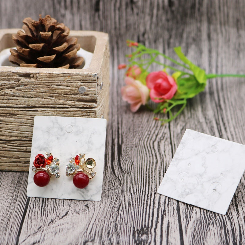 Wholesale white marble paper cards earring packaging card hanging holder jewelry necklace bracelet stud earring packaging cards