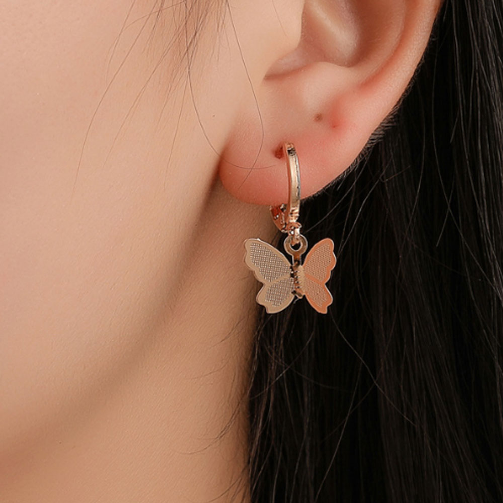 fashion trendy korean style alloy butterfly drop dangle pendant huggie earings jewelry women earring