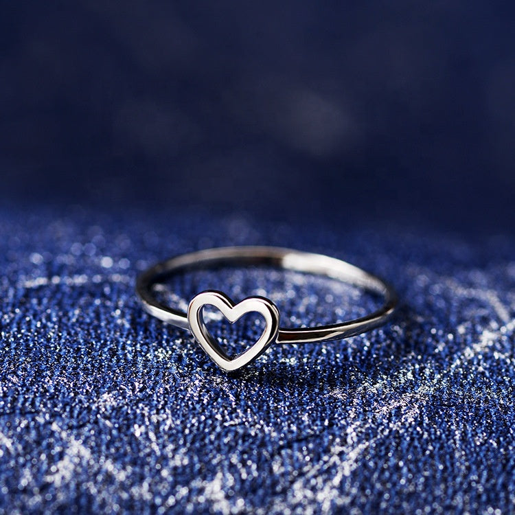 Korea Trendy Simple Love Heart Ring Copper Silver Gold color Eternity finger Ring for Boys Girls Women