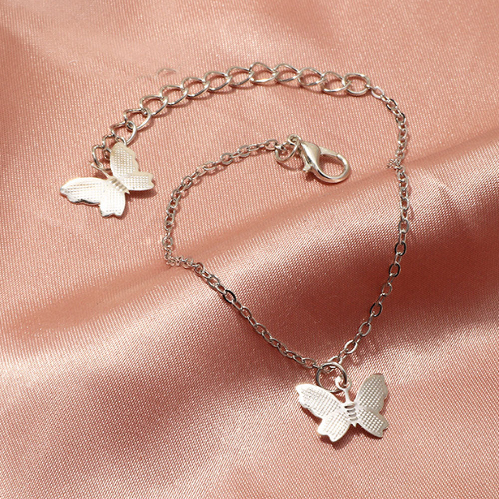 alloy gold and silver plated butterfly charm chain bracelet jewelry