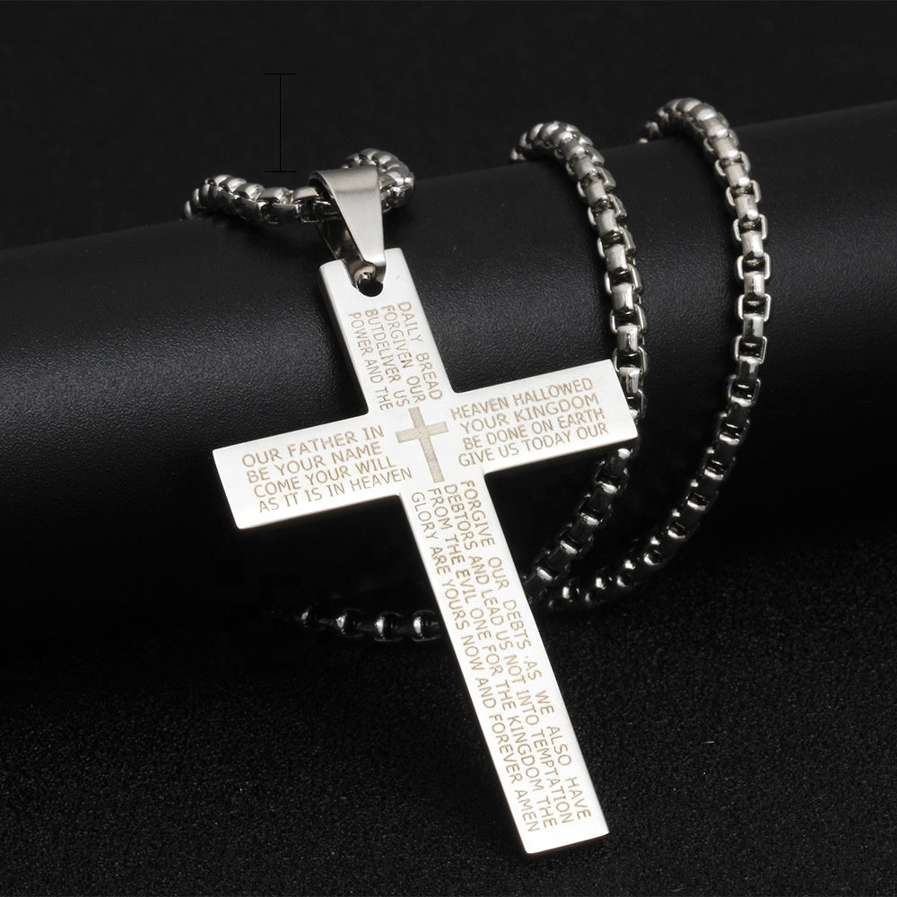 gold silver and black color women men unisex letters on plate jesus cross pendant necklace stainless steel