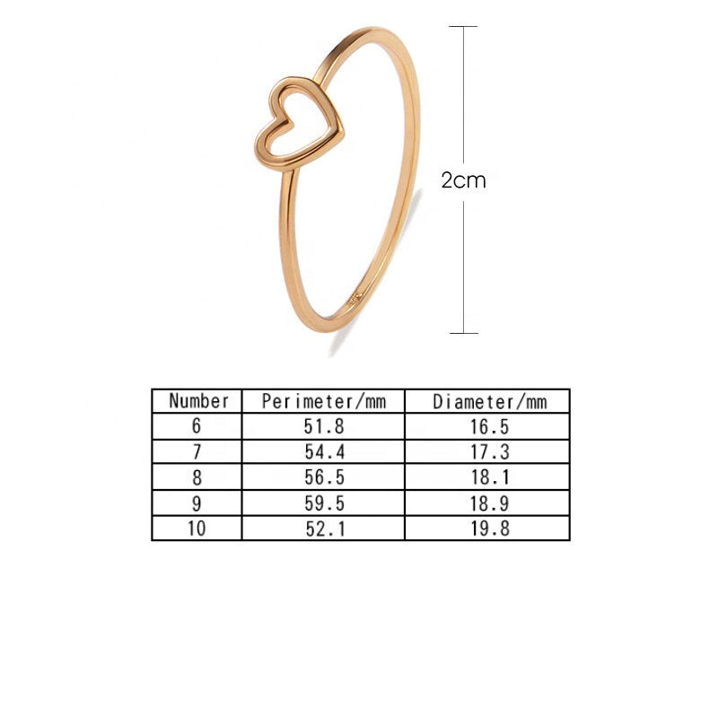 Korea Trendy Simple Love Heart Ring Copper Silver Gold color Eternity finger Ring for Boys Girls Women
