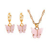 Fashion trendy accessories acrylic butterfly charm pendan necklace andt earrings jewelry set