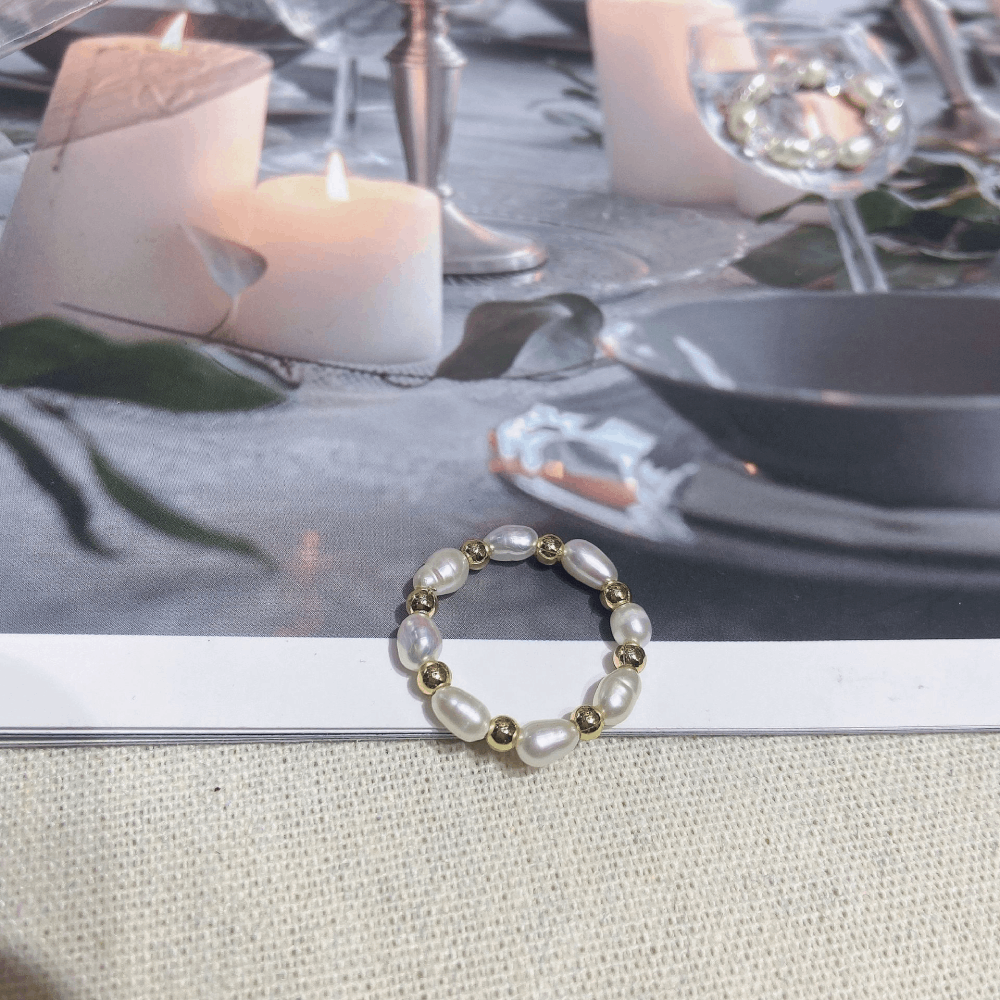 handmade elastic cord hawaiian fresh water pearl finger ring women rings luxury jewlery